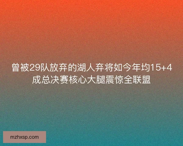 曾被29队放弃的湖人弃将如今年均15+4成总决赛核心大腿震惊全联盟