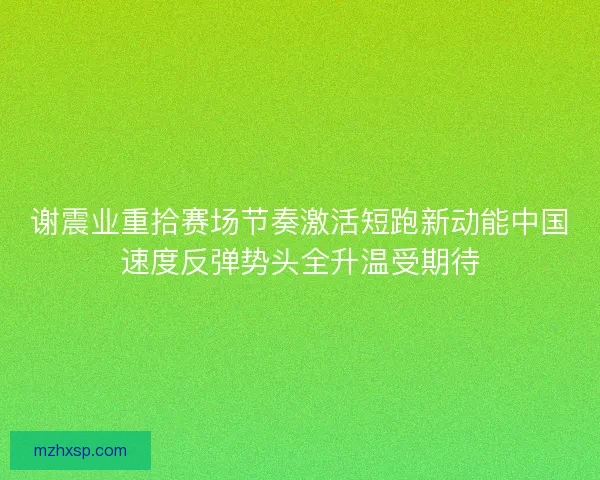 谢震业重拾赛场节奏激活短跑新动能中国速度反弹势头全升温受期待 谢震业重拾赛场节奏激活短跑新动能中国速度反弹势头全升温受期待