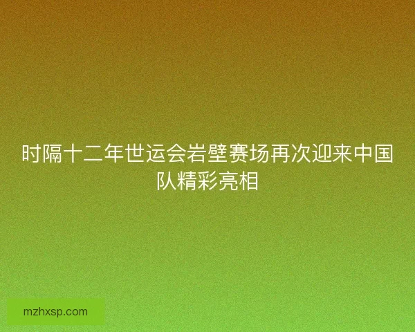 时隔十二年世运会岩壁赛场再次迎来中国队精彩亮相