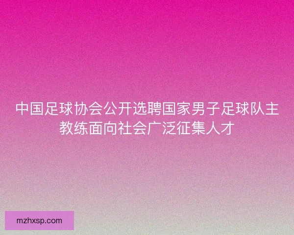 中国足球协会公开选聘国家男子足球队主教练面向社会广泛征集人才