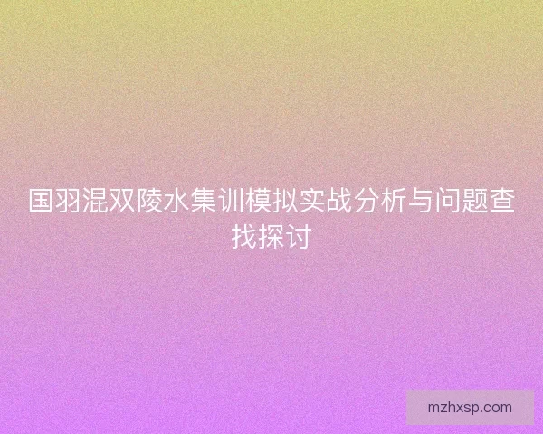 国羽混双陵水集训模拟实战分析与问题查找探讨